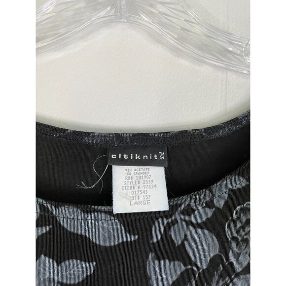 Vintage 90s Y2K Stretchy Floral Tank Top Large Black Whimsigoth Grunge Cyber - Picture 7 of 13